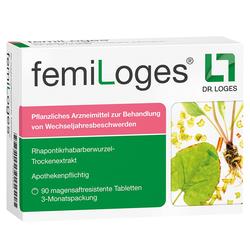Verpackung von femiLoges, einem pflanzlichen Mittel gegen Wechseljahresbeschwerden.